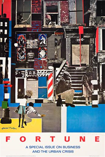 (ART.) Romare Bearden. "Fortune: A Special Issue on Business and the Urban Crisis," a signed poster featuring Bearden's cover art.               